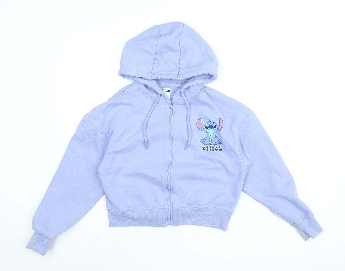 Disney Womens Blue Cotton Full Zip Hoodie Size XS Zip - Stitch