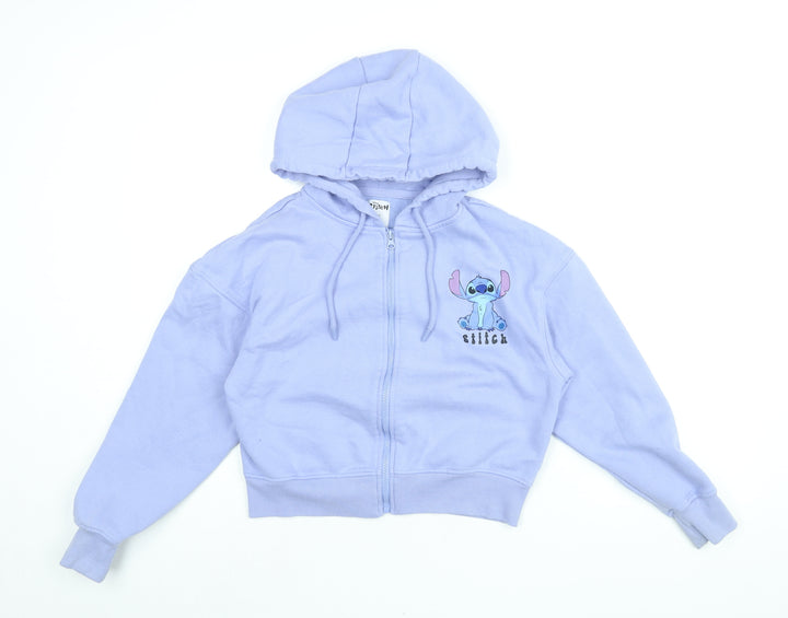Disney Womens Blue Cotton Full Zip Hoodie Size XS Zip - Stitch
