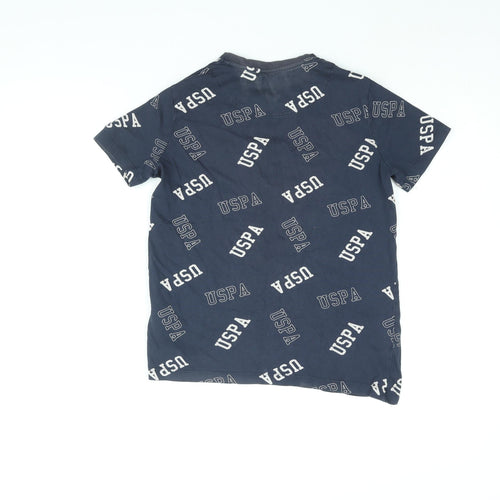 US Polo Assn. Boys Blue Cotton Basic T-Shirt Size 10-11 Years Round Neck Pullover - USPA