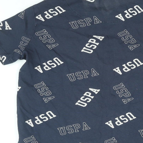 US Polo Assn. Boys Blue Cotton Basic T-Shirt Size 10-11 Years Round Neck Pullover - USPA