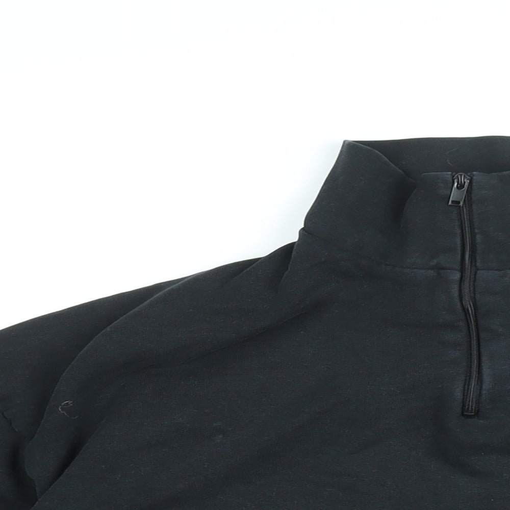 Bo+Tee Womens Black Cotton Pullover Sweatshirt Size XS Zip