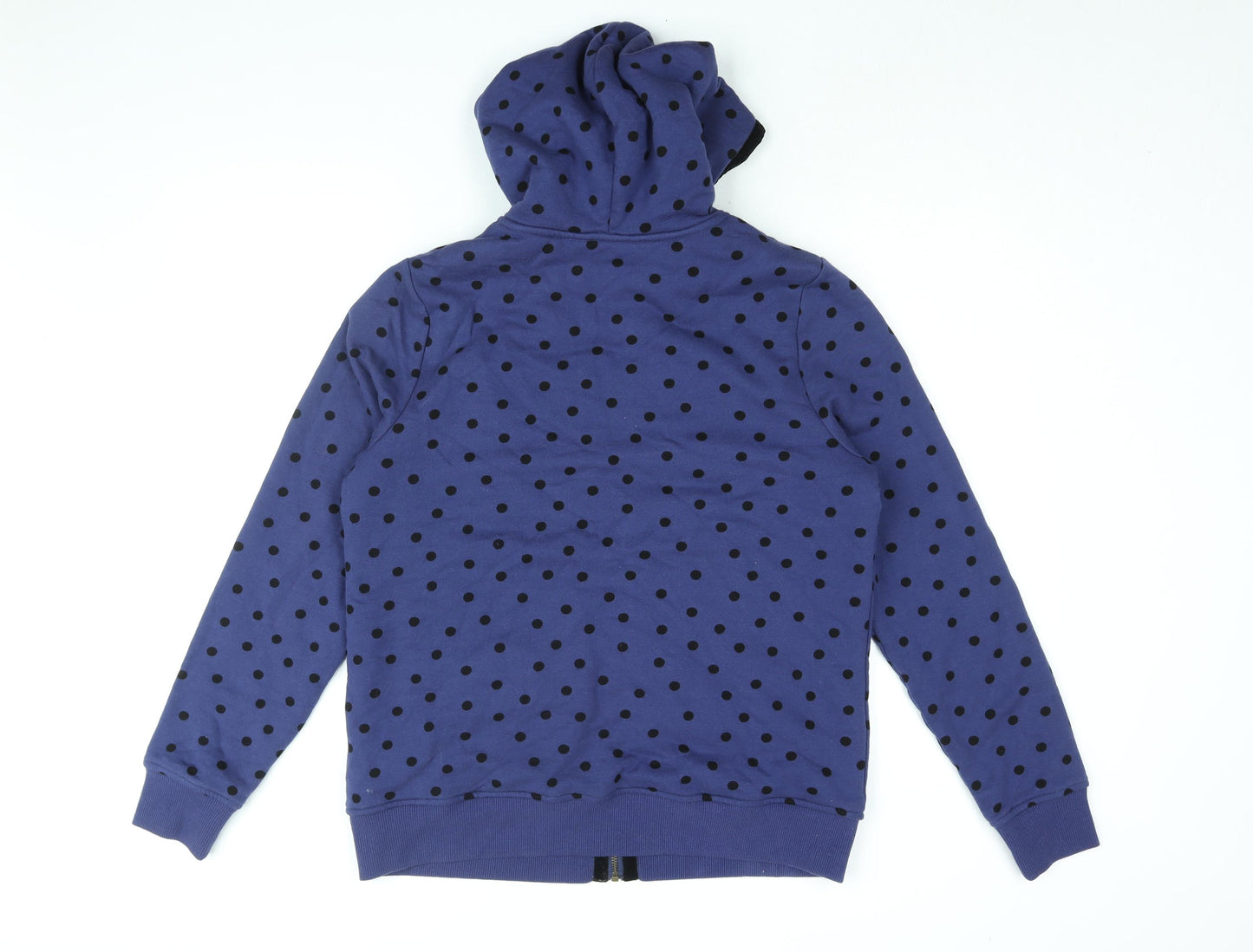 Boden Womens Blue Polka Dot Cotton Full Zip Hoodie Size M Zip