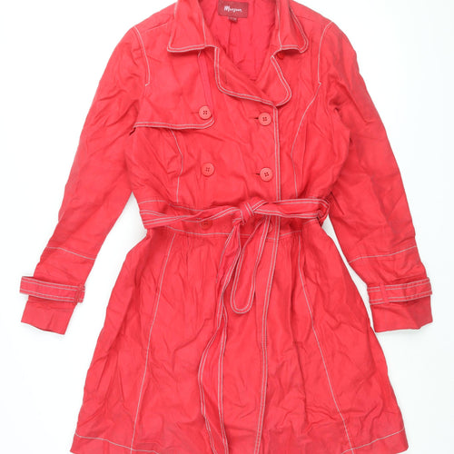Monsoon Womens Red Trench Coat Coat Size 14 Button - Belted