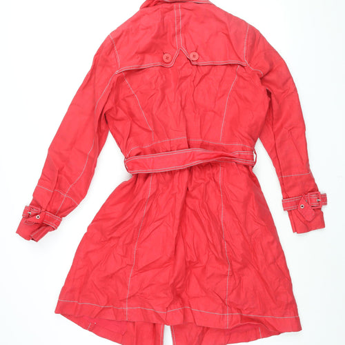 Monsoon Womens Red Trench Coat Coat Size 14 Button - Belted