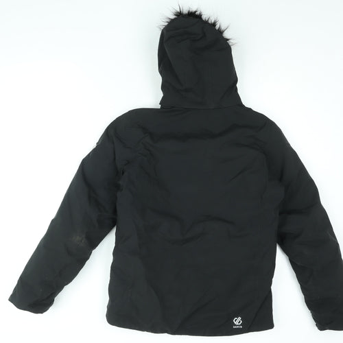 Dare 2B Girls Black Geometric Ski Jacket Coat Size 14 Years Zip