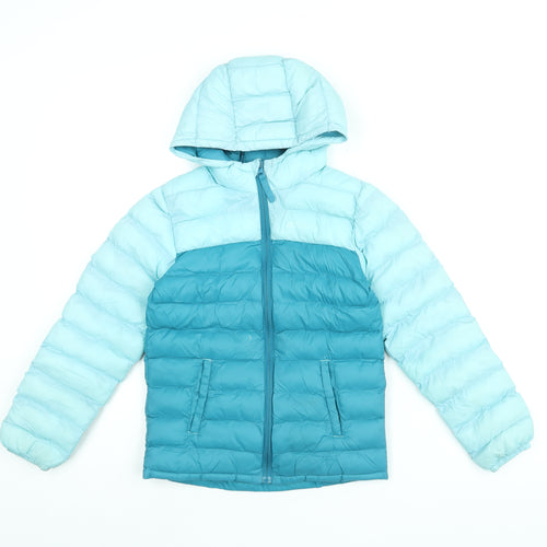 Mountain Warehouse Girls Blue Puffer Jacket Coat Size 7-8 Years Zip