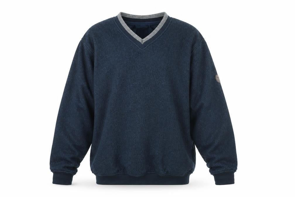 Front view of Paganica men’s blue polyester pullover sweatshirt, size M
