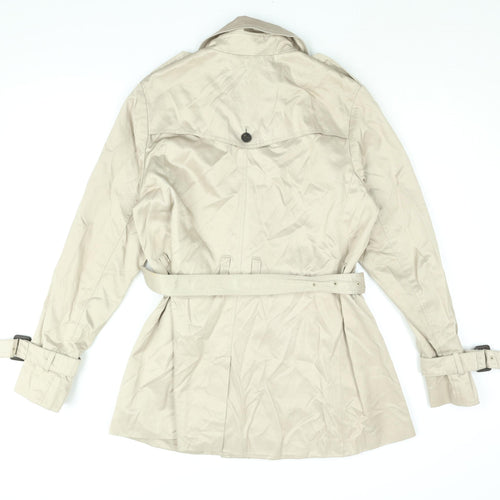 Stockholm Womens Beige Trench Coat Coat Size 12 Button - Belted