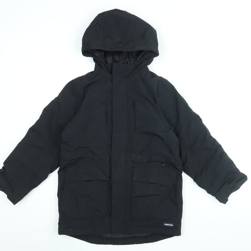 Lands' End Boys Black Rain Coat Coat Size 8 Years Zip