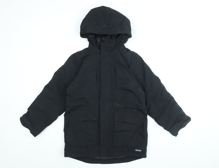 Lands' End Boys Black Rain Coat Coat Size 8 Years Zip