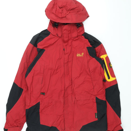 Jack Wolfskin Mens Red Rain Coat Coat Size L Zip