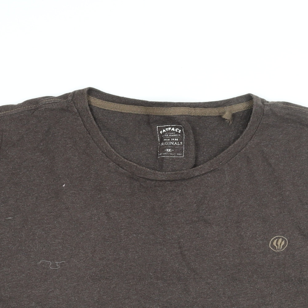 Fat Face Mens Brown Cotton T-Shirt Size XL Round Neck