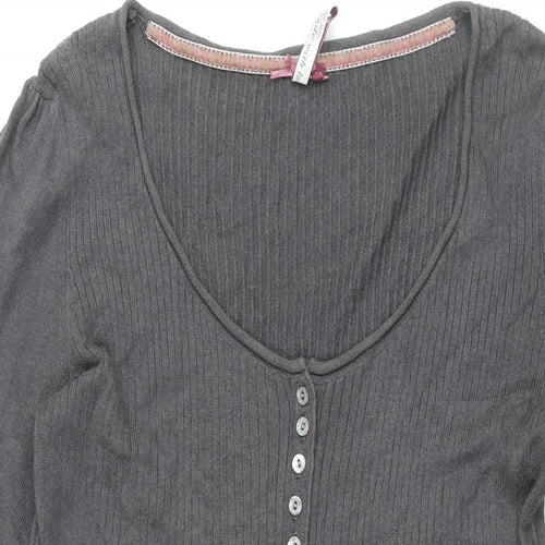 White Stuff Womens Grey Cotton Shift Size 12 Scoop Neck Pullover