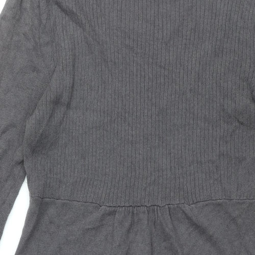 White Stuff Womens Grey Cotton Shift Size 12 Scoop Neck Pullover