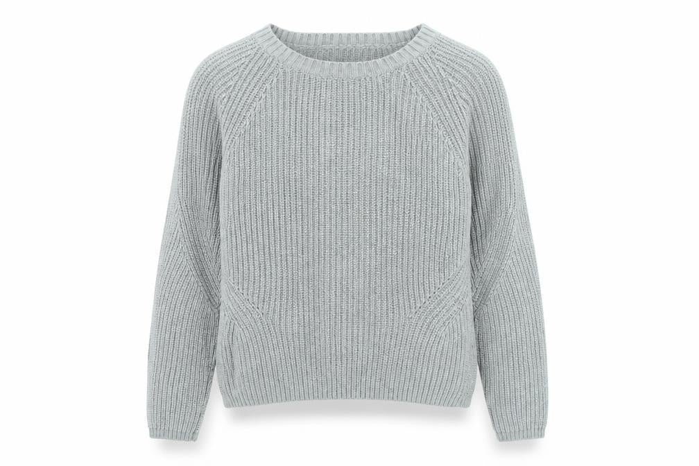 Front view of Gap women’s grey round neck cotton jumper, size S