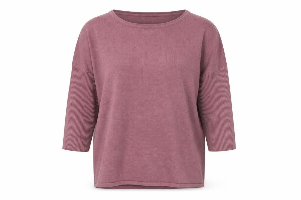 Front view of Saint Tropez women’s pink viscose basic t-shirt, size S, round neck