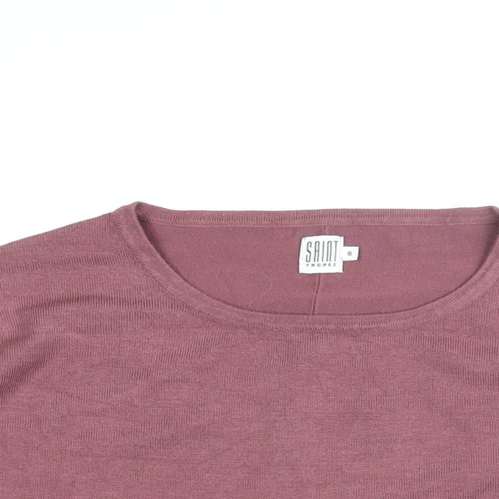 Saint Tropez Womens Pink Viscose Basic T-Shirt Size S Round Neck