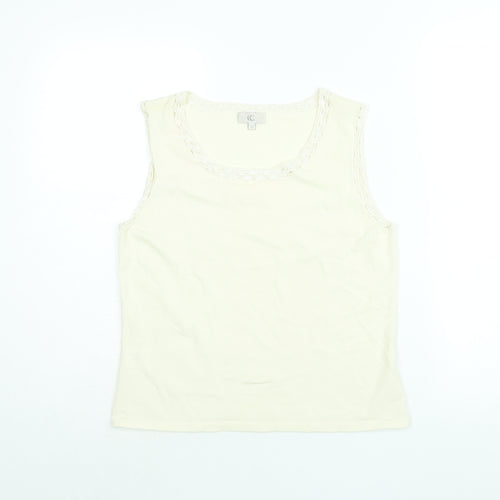 CC Womens Ivory Viscose Basic T-Shirt Size M Round Neck