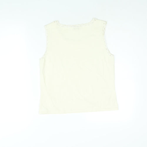 CC Womens Ivory Viscose Basic T-Shirt Size M Round Neck