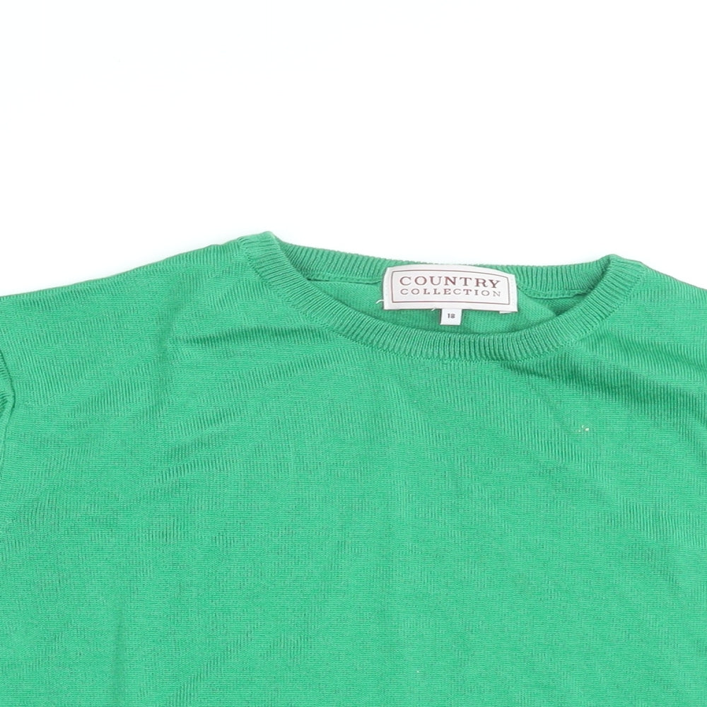 Country Collection Womens Green Wool Basic T-Shirt Size 18 Round Neck