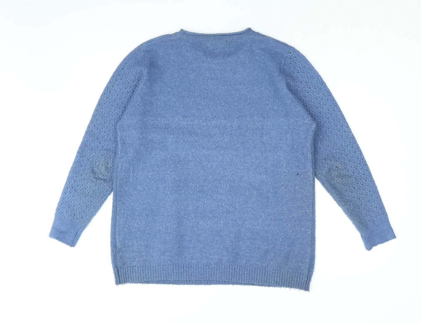 Isle Womens Blue Round Neck Acrylic Pullover Jumper Size 14 - Size 14-16