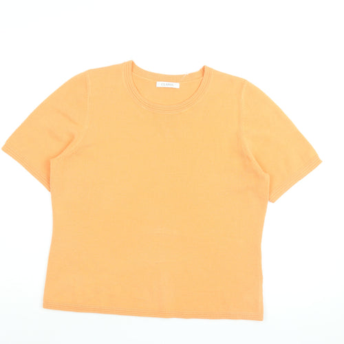Marks and Spencer Womens Orange Acrylic Basic T-Shirt Size 14 Round Neck
