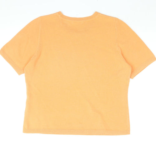 Marks and Spencer Womens Orange Acrylic Basic T-Shirt Size 14 Round Neck