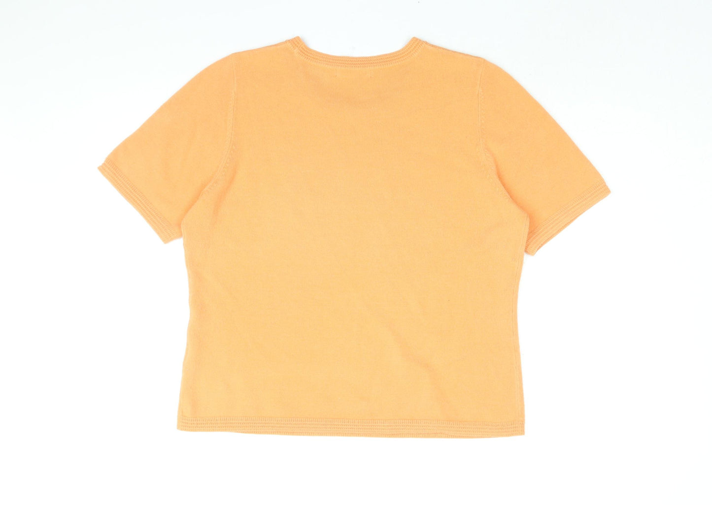 Marks and Spencer Womens Orange Acrylic Basic T-Shirt Size 14 Round Neck