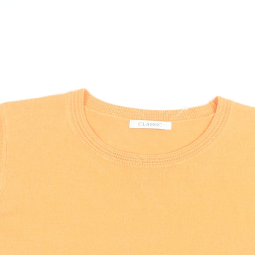 Marks and Spencer Womens Orange Acrylic Basic T-Shirt Size 14 Round Neck
