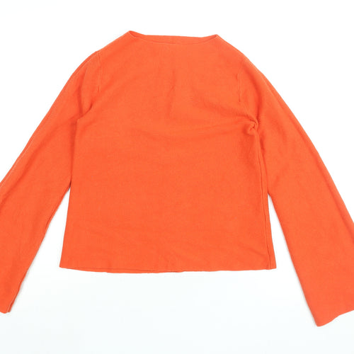 Oasis Womens Orange Viscose Basic T-Shirt Size XS Boat Neck