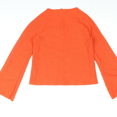 Oasis Womens Orange Viscose Basic T-Shirt Size XS Boat Neck