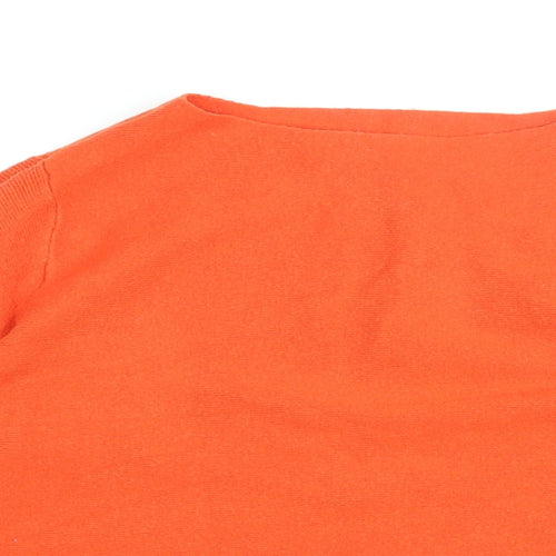 Oasis Womens Orange Viscose Basic T-Shirt Size XS Boat Neck