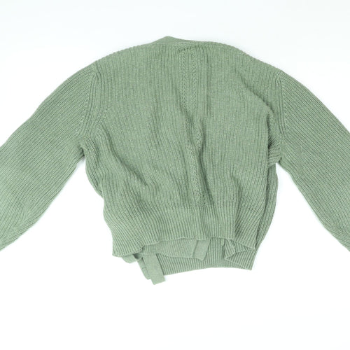 Fat Face Womens Green V-Neck Cotton Pullover Jumper Size 14