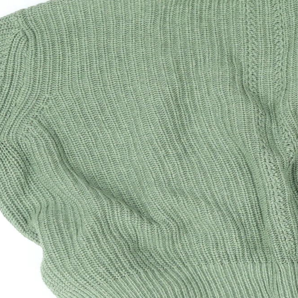 Fat Face Womens Green V-Neck Cotton Pullover Jumper Size 14