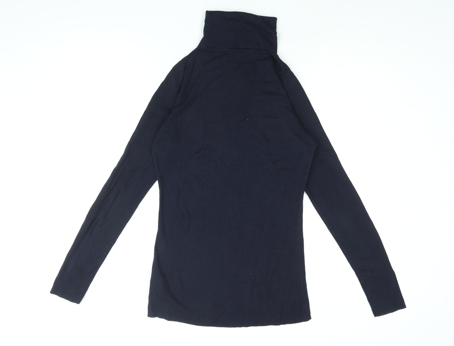 Jaeger Womens Blue Silk Basic T-Shirt Size M Roll Neck