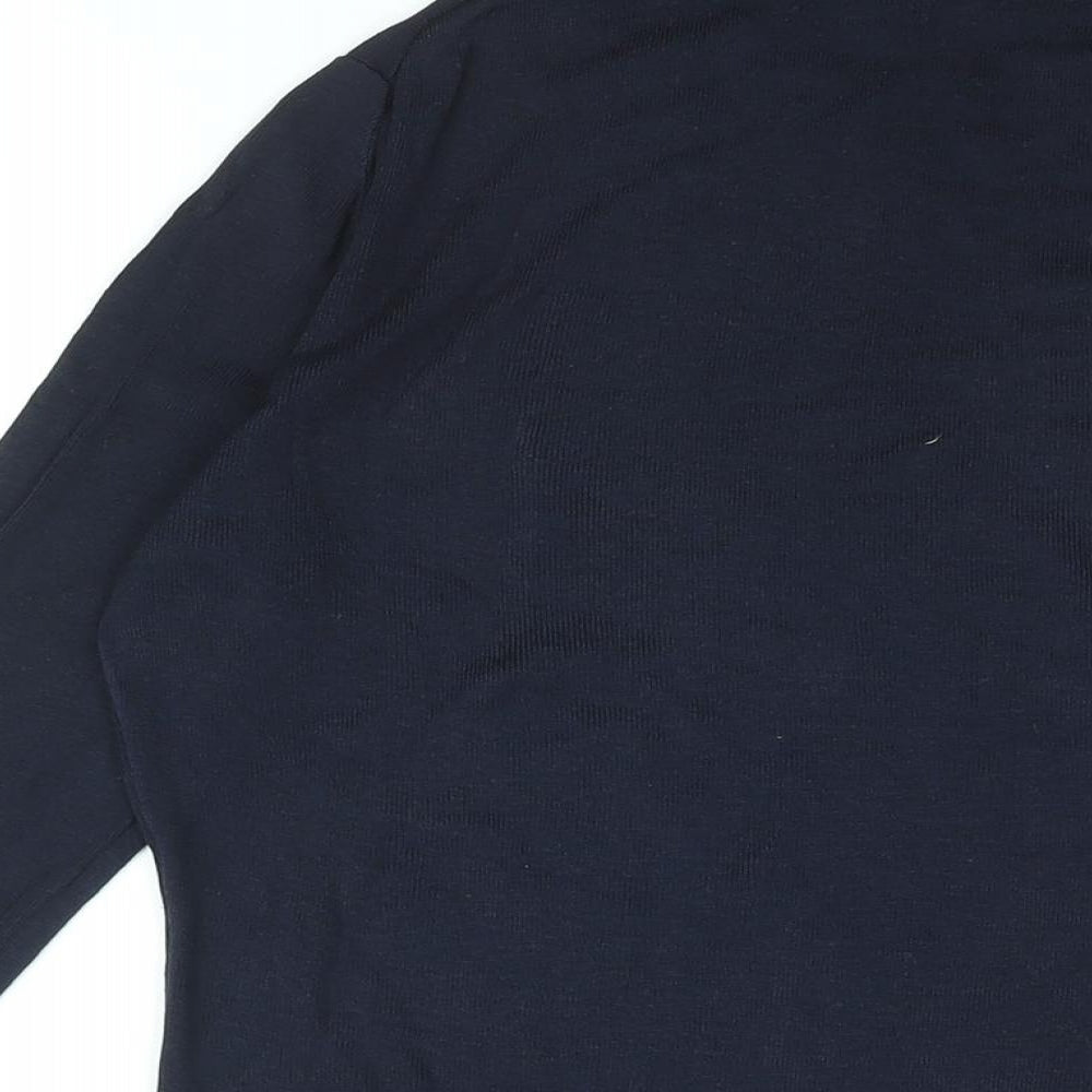 Jaeger Womens Blue Silk Basic T-Shirt Size M Roll Neck