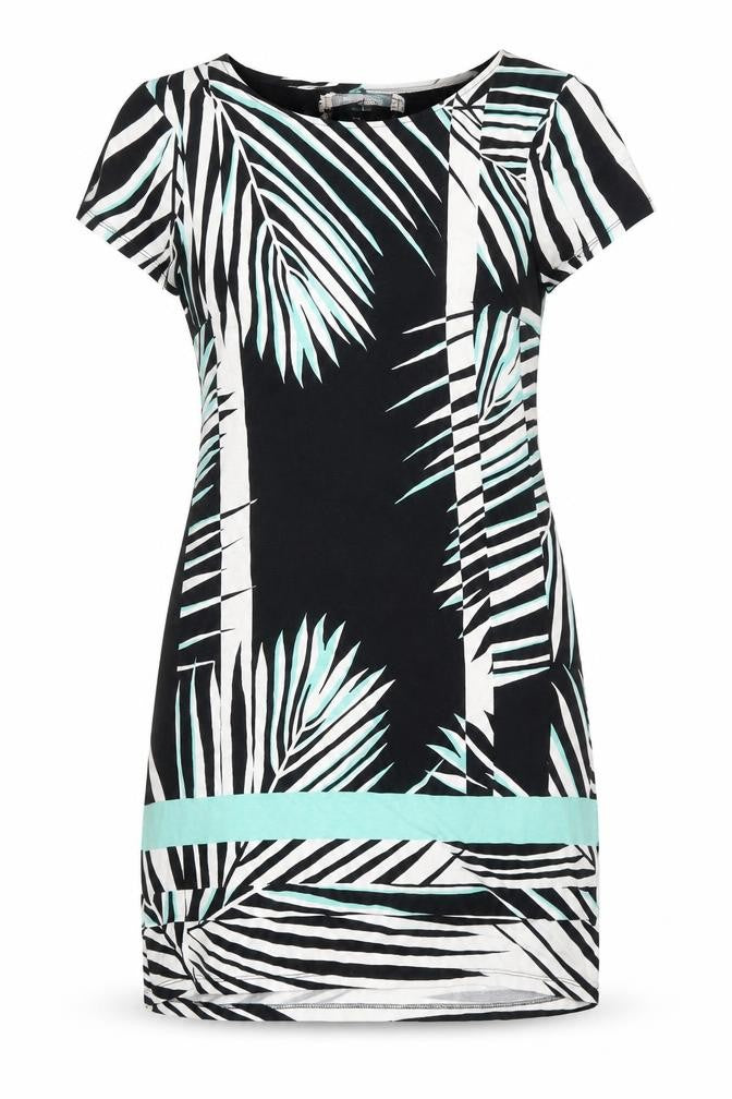Front view of Principles women’s multicoloured geometric viscose shift, size UK 10, boat neck