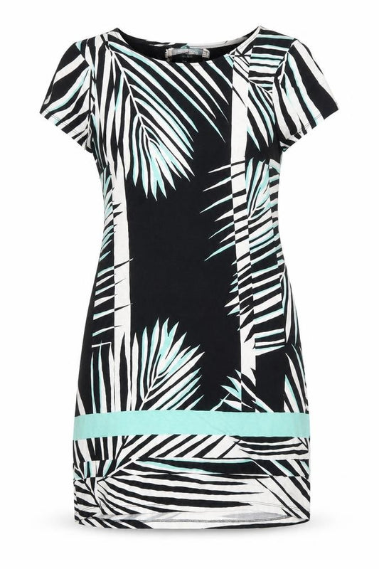 Front view of Principles women’s multicoloured geometric viscose shift, size UK 10, boat neck