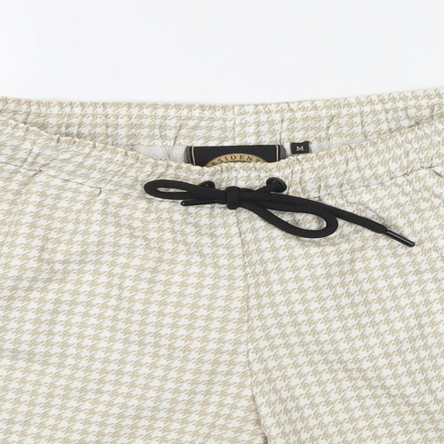 The Presidents Club Mens Beige Check Nylon Sweat Shorts Size M Regular Drawstring - Swim shorts, Elasticated waist