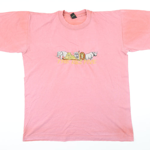 Airborne Womens Pink 100% Cotton Basic T-Shirt One Size Round Neck - The Big Five
