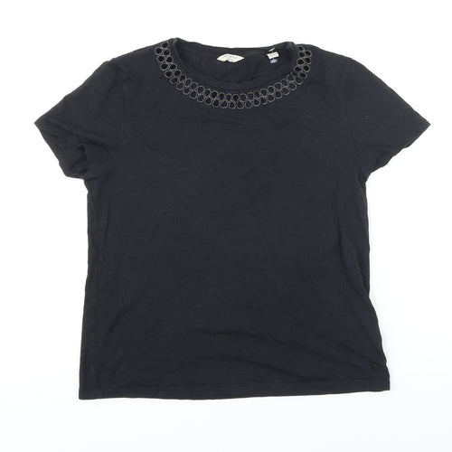 Jack Wills Womens Black Cotton Tunic T-Shirt Size 10 Boat Neck