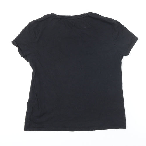 Jack Wills Womens Black Cotton Tunic T-Shirt Size 10 Boat Neck