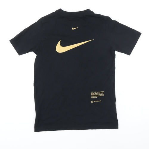 Nike Boys Black 100% Cotton Basic T-Shirt Size 11-12 Years Round Neck