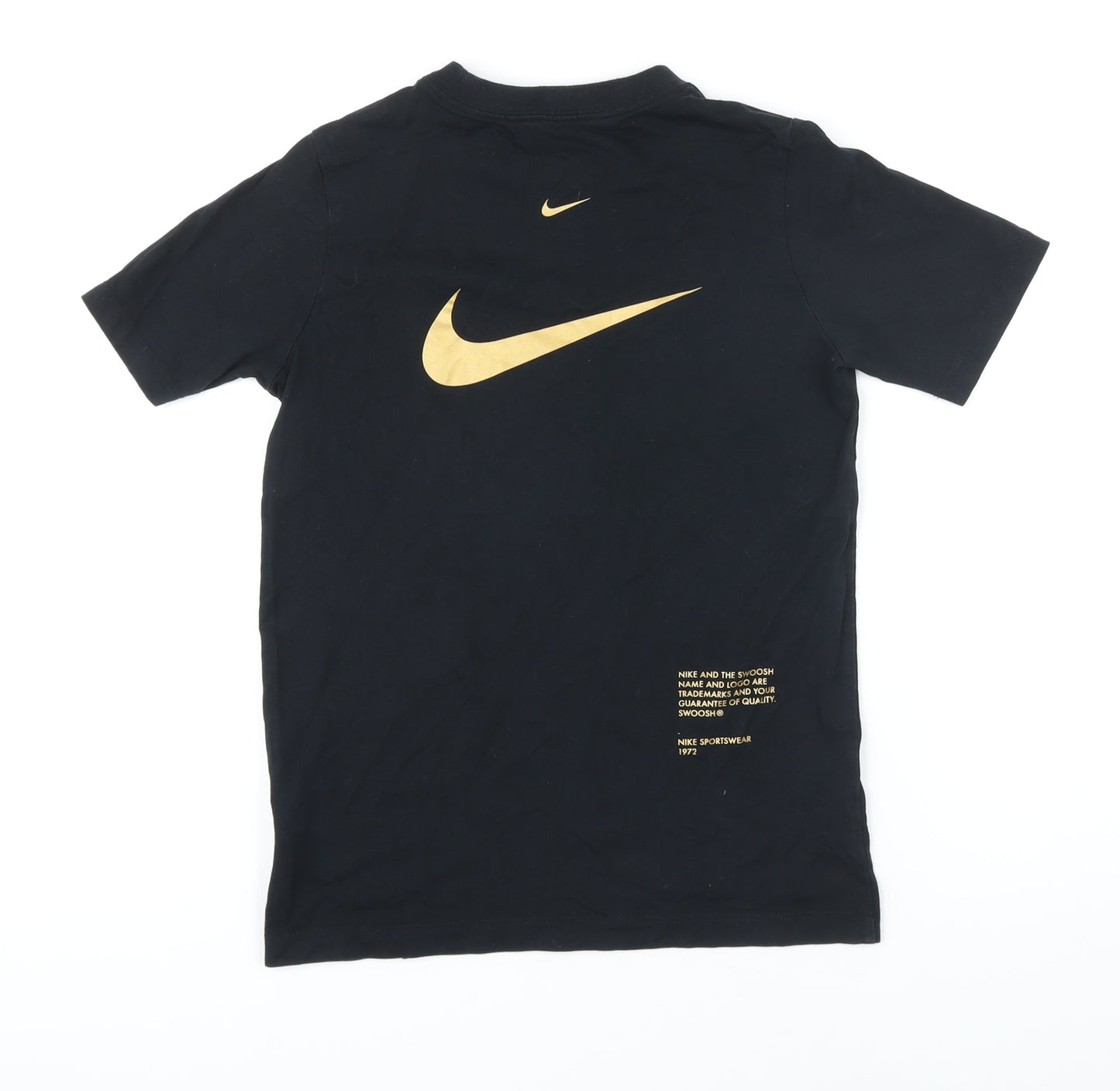 Nike Boys Black 100% Cotton Basic T-Shirt Size 11-12 Years Round Neck