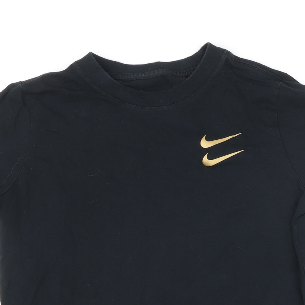 Nike Boys Black 100% Cotton Basic T-Shirt Size 11-12 Years Round Neck