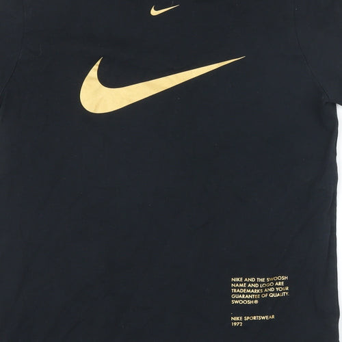 Nike Boys Black 100% Cotton Basic T-Shirt Size 11-12 Years Round Neck