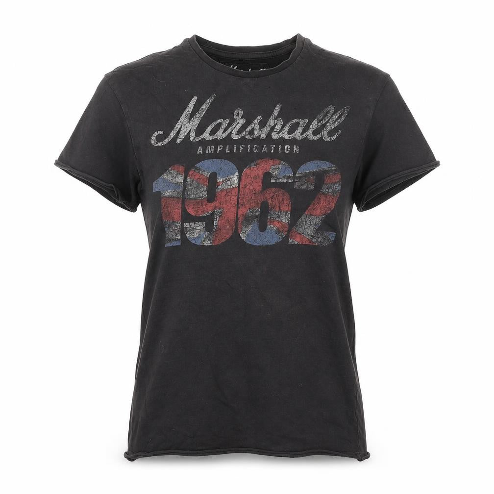 Front view of Marshall women’s black 100% cotton basic t-shirt, size XS, round neck