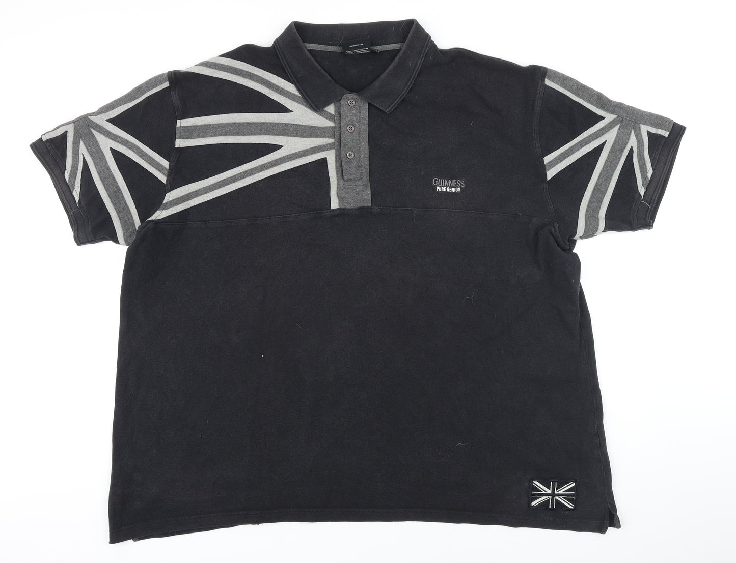 Gunniess Mens Black 100% Cotton Polo Size 4XL Collared Button