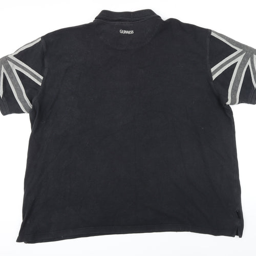 Gunniess Mens Black 100% Cotton Polo Size 4XL Collared Button