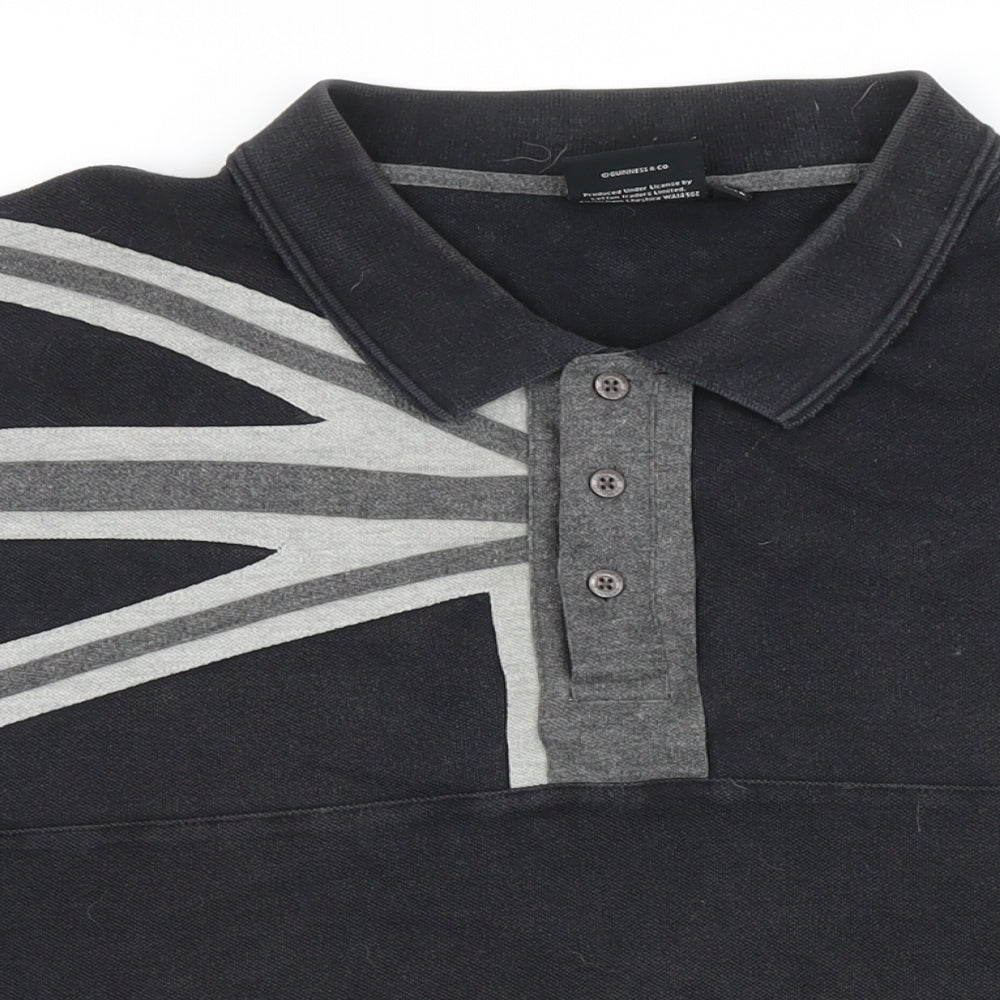 Gunniess Mens Black 100% Cotton Polo Size 4XL Collared Button